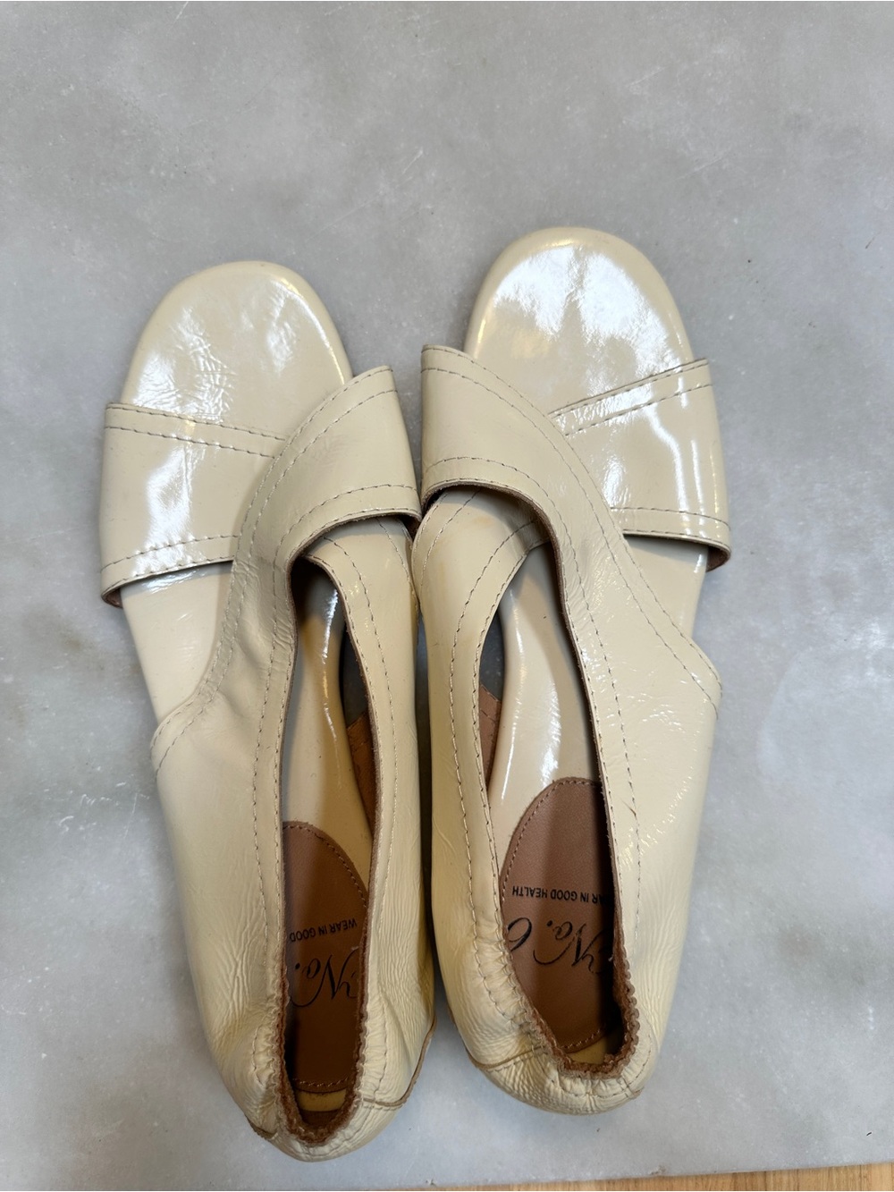 No. 6 Cream Patent Leather Slip-On Flats